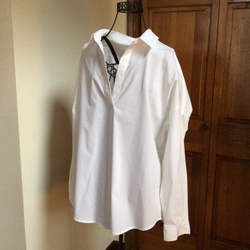 Magaschoni White Split Neck Long Sleeve Blouse Top Size 1X - Picture 5 of 6